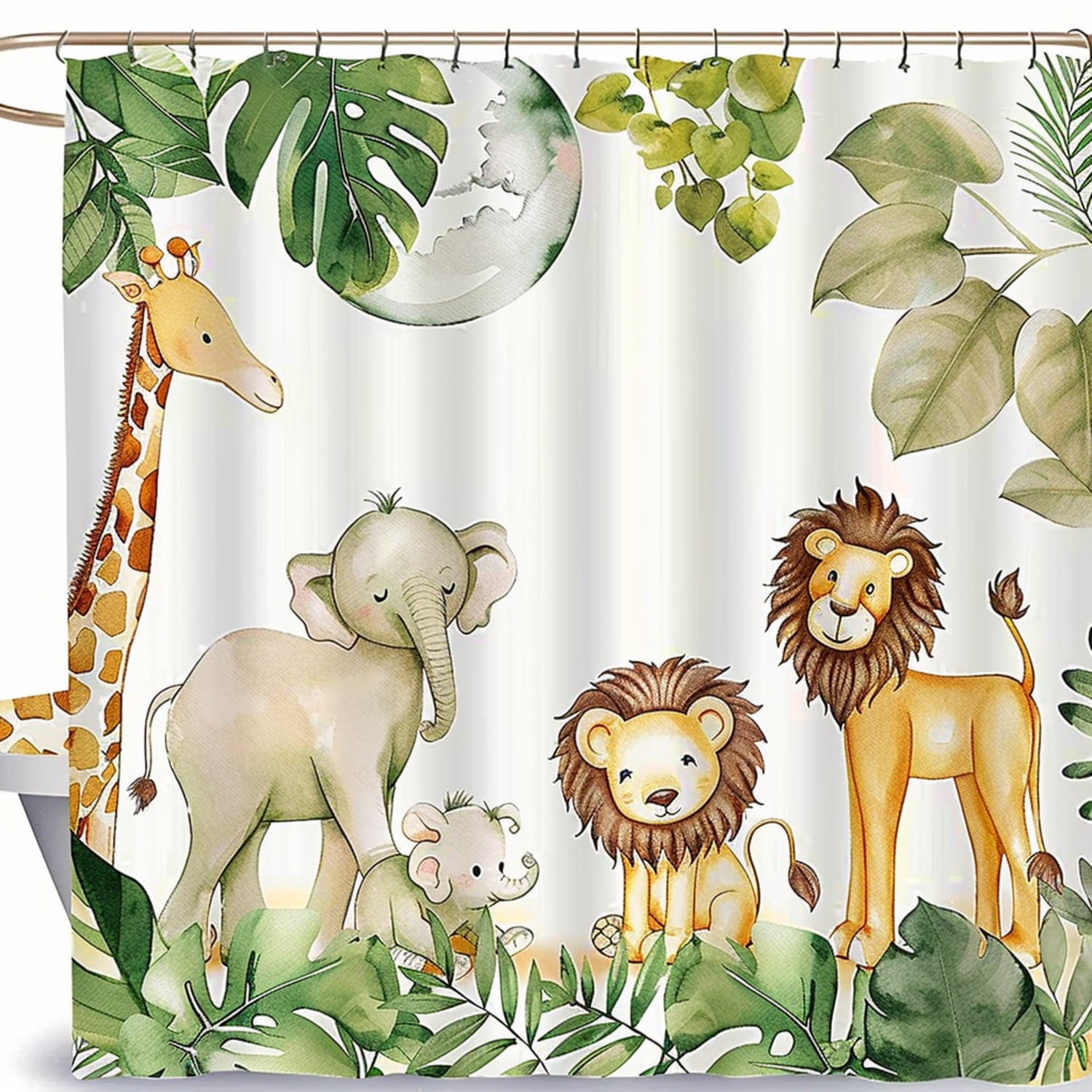 Jungle Safari Baby Animals Shower Curtain for Boys and Girls Bathroom ...