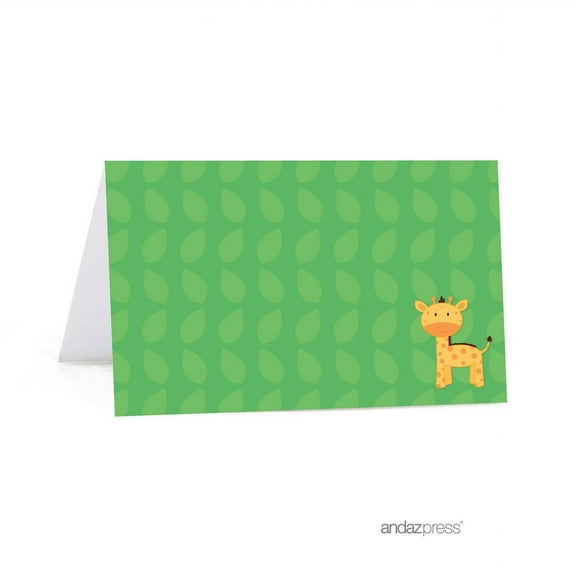 Jungle Safari Baby Shower Table Tent Printable Place Cards, 20-Pack