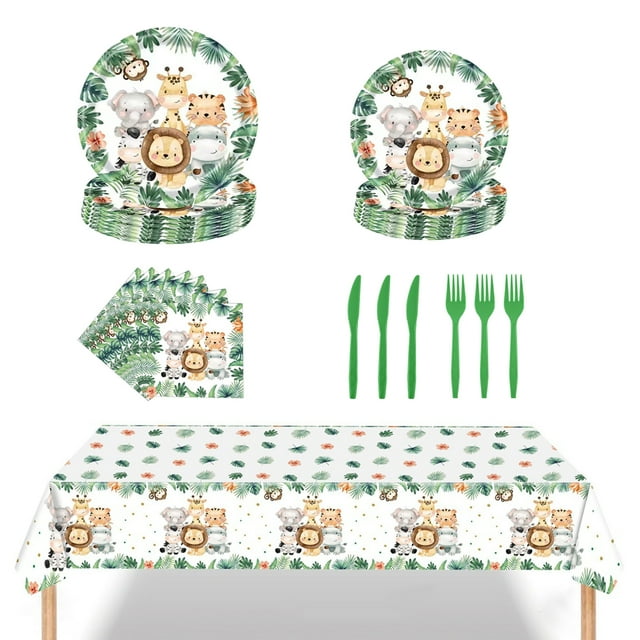 Walmart Jungle Safari Party Supplies Plates, Napkins, Cutlery