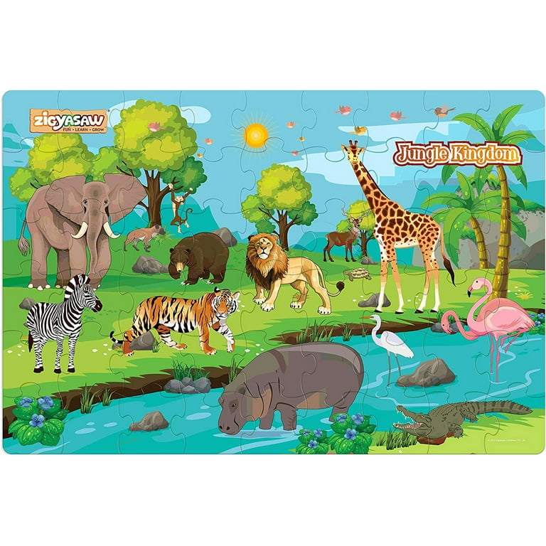 Jungle Safari Jigsaw Animal Puzzle, Floor Puzzles for Kids Ages 3-5,  4-8-10, Animal Games Kids Puzzle, Large Floor 54 Pieces Jigsaw Puzzles for  Kids