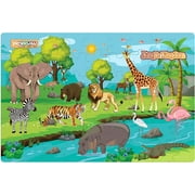 Jungle Safari Jigsaw Animal Puzzle, Floor Puzzles for Kids Ages 3-5, 4-8-10, Animal Games Kids Puzzle, Large Floor 54 Pieces Jigsaw Puzzles for Kids 36" x 24", Gifts for 4-10 Year Old Boys and Girls