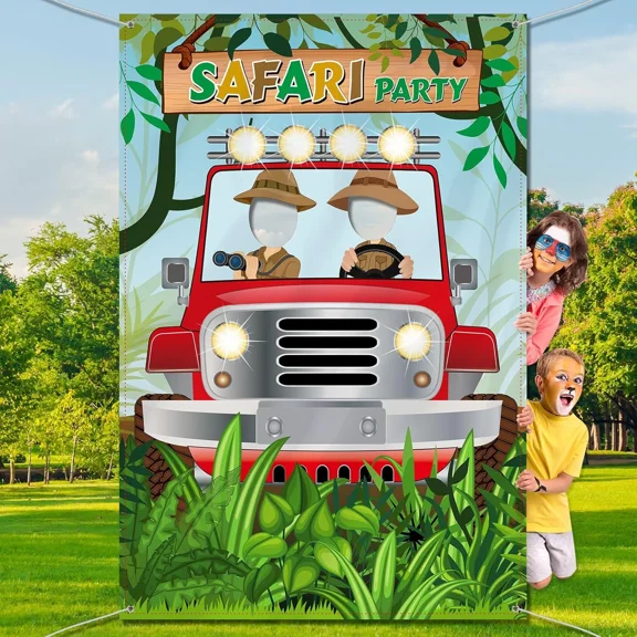 Jungle Safari Photo Prop, Large Fabric Safari Backdrop Adventure Photo Backgroun