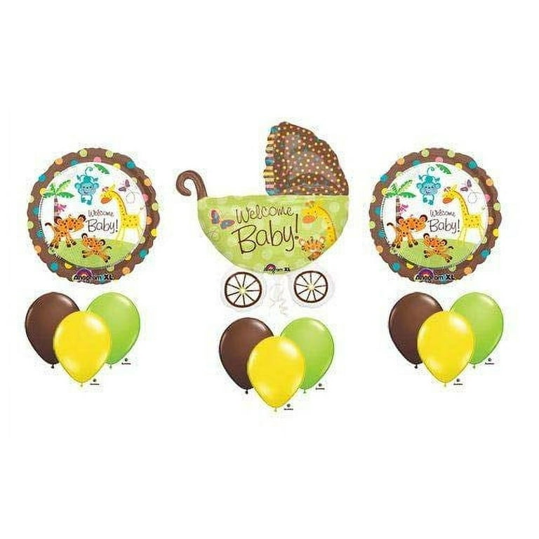 Jungle Safari Welcome Baby Shower Party Supplies Buggy Balloon Bouquet  Decorations 