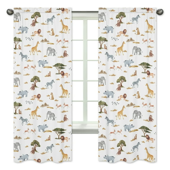 Jungle Semi-Sheer Rod Pocket Curtain Panels (Set of 2) by Sweet Jojo Designs