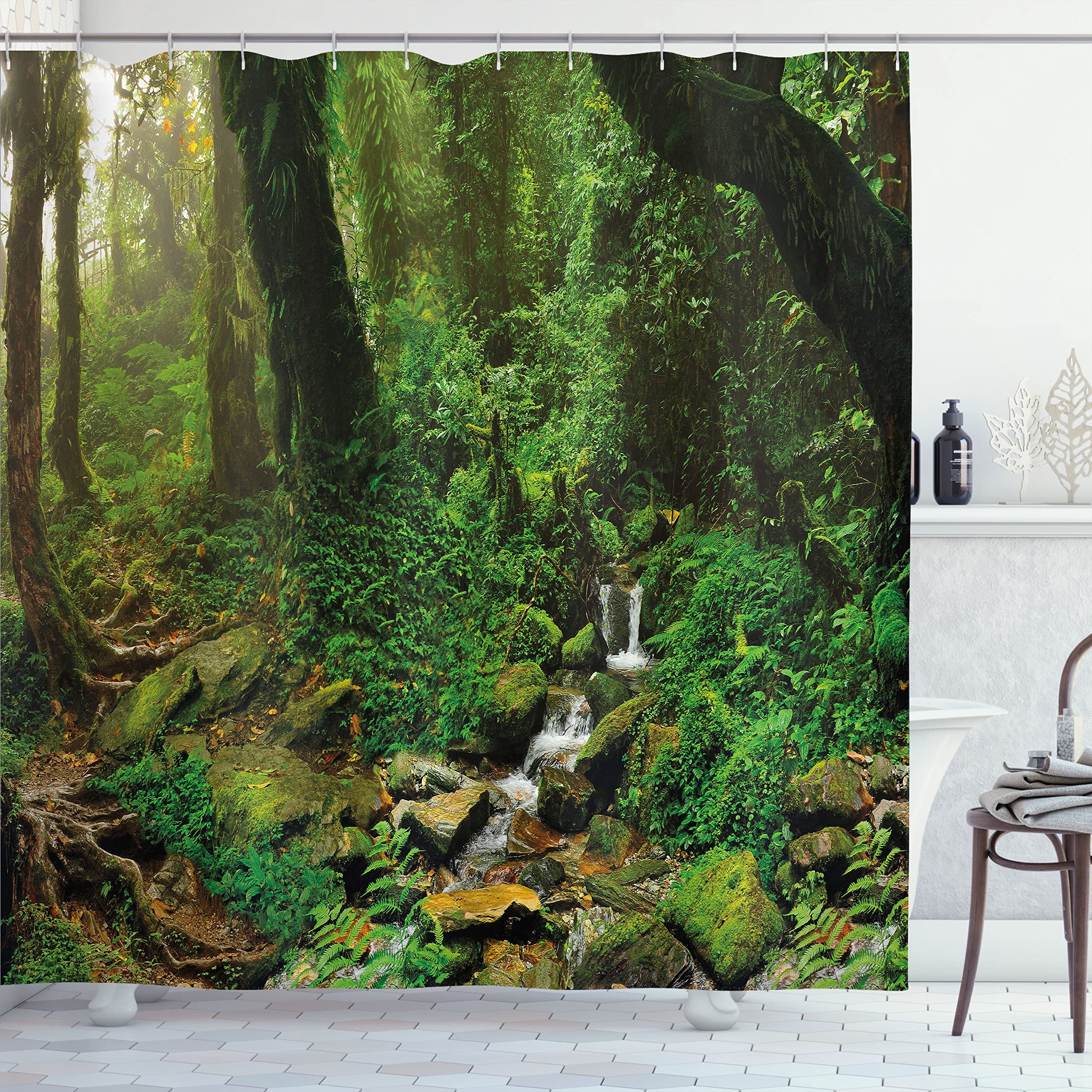 Jungle Shower Curtain Tropical Lake Mangrove Rainforest Pathway Through Sri Lanka Travel ...