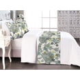 thumbnail image 1 of Jungle Silhouette Bed Runner Set, Abstract Leafy Pattern on Clover Flowers Pattern with Moths, Decorative Bedding Scarf & 2 Pillow Shams for Hotels Homes, Queen, Yellow Green Eggshell, by Ambesonne, 1 of 3