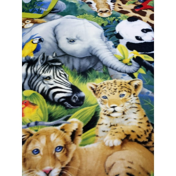 Jungle Single Layer Finished Fleece Throw