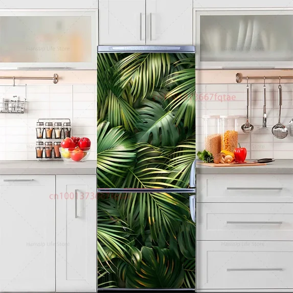 Jungle Stairway Mural Fridge Door Wrap Cover Kitchen Waterproof PVC ration Splash Fruit Refrigerator Door Decals Poster