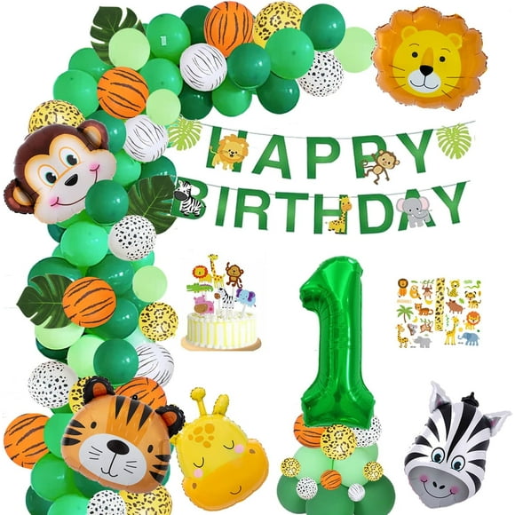 Finypa Kids Balloon Arch Kit Party Decoration Kits, Green Wild Jungle, 105 Count
