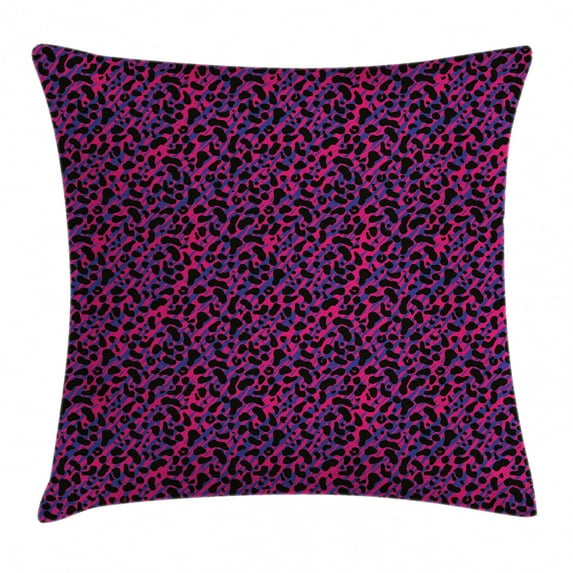Jungle Throw Pillow Cushion Cover, 80s Style Vintage Leopard Skin Radiant Colors African Tiger Safari, Decorative Square Accent Pillow Case, 20 X 20 Inches, Royal Blue Hot Pink Black, by Ambesonne