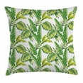 thumbnail image 1 of Jungle Throw Pillow Cushion Cover, Bamboo Palm Plants Jungle Colored Exotic Leaf Foliage Tropical Forest Theme, Decorative Square Accent Pillow Case, 18 X 18 Inches, Lime and Fern Green, by Ambesonne, 1 of 2