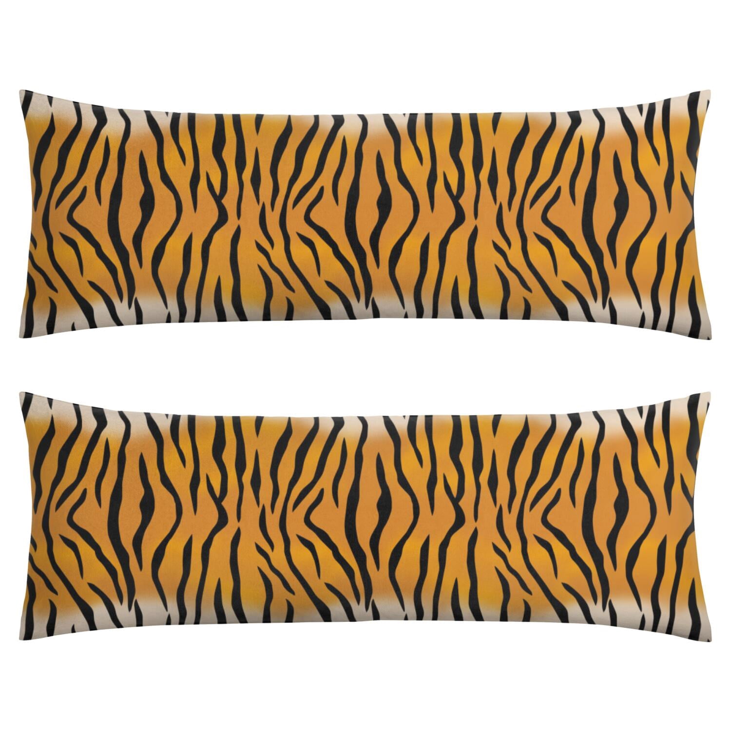 Jungle Tiger Face Body Pillow Cover 20x54 - Full-Length Support Pillowcase with Invisible Zipper, Artistic Wild Print, Soft & Skin-Friendly for Adults & Maternity Comfort