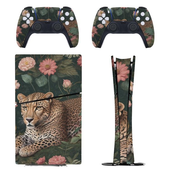 Jungle Tiger Majesty Console Skin Bundle for PS5 Pro Slim Disc & Digital / PS4 – Full Wrap + Dual Controller Flair