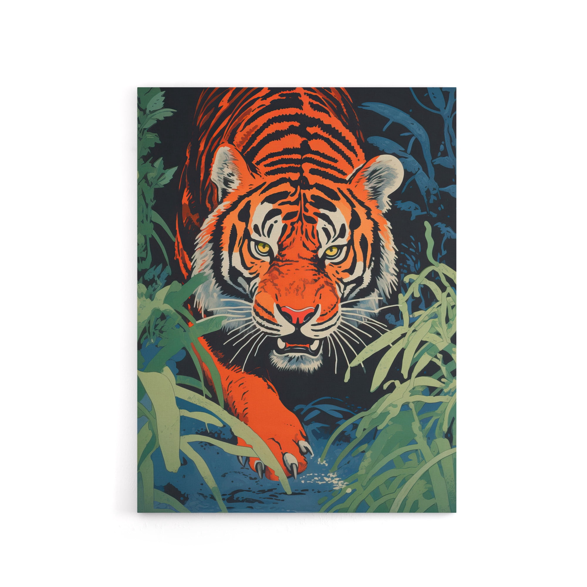 Jungle Tiger Prowling Stalking Animal Canvas Wall Art Print 12X16 ...