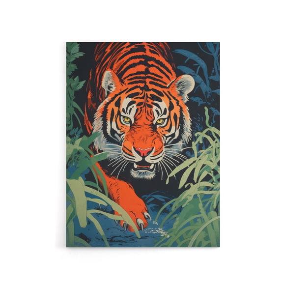 Jungle Tiger Prowling Stalking Animal Canvas Wall Art Print 18X24"