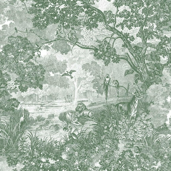Jungle Toile Peel and Stick Wallpaper
