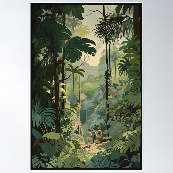 Jungle Trek: A Vintage Gouache of Costa Rica's Manuel Antonio National Park Poster, 24x36 UNFRAMED
