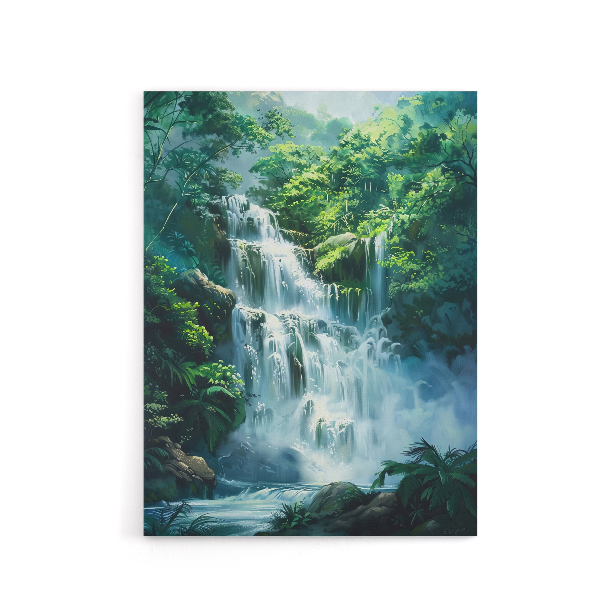 Jungle Waterfall Amazon Rainforest Canvas Wall Art Print 24X32 ...