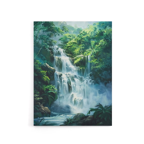 Jungle Waterfall Amazon Rainforest Canvas Wall Art Print 24X32"