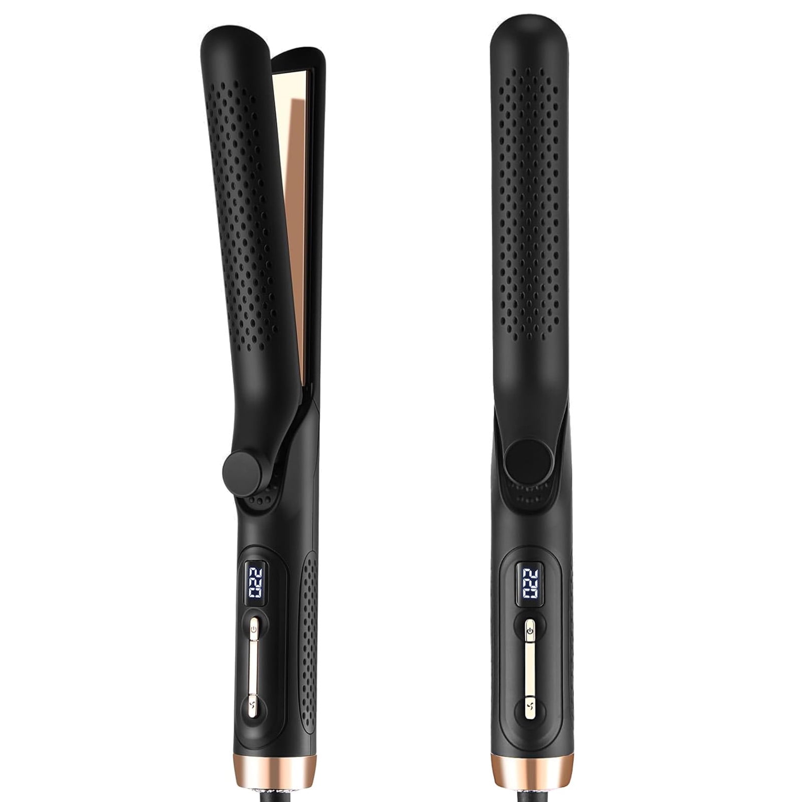 KIPOZI 2 in 1 Flat Iron Curling Iron Quick Heat Nano Titanium for Beach Waves Black Walmart
