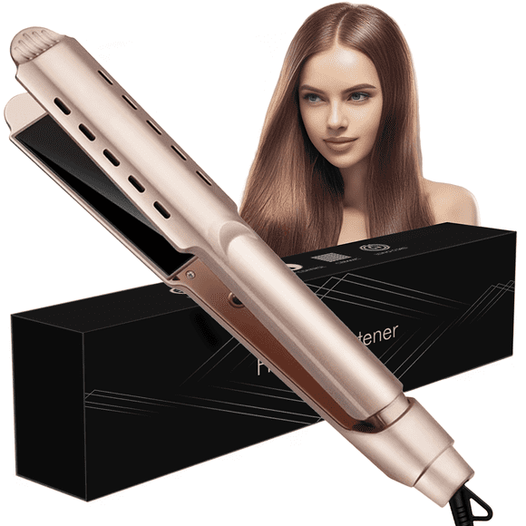 Jungle Wave Flat Iron, 1.75 Inch Negative ionic Hair Straightener for Long Short Hair, Rose Gold