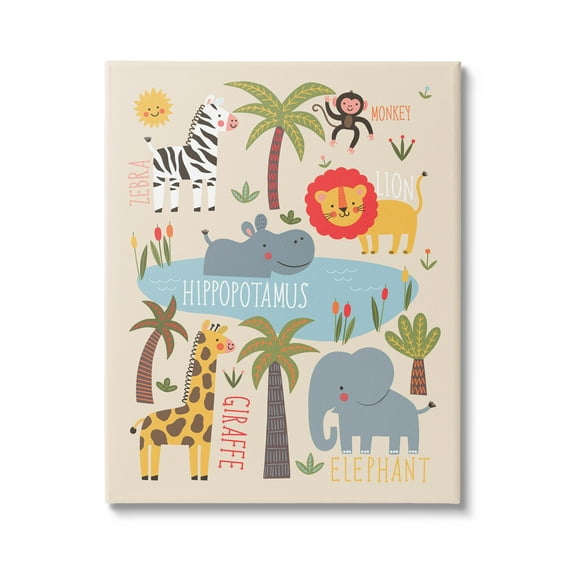 Jungle Wildlife Animals Safari Animals & Insects Graphic Art Gallery Wrapped Canvas Print Wall Art
