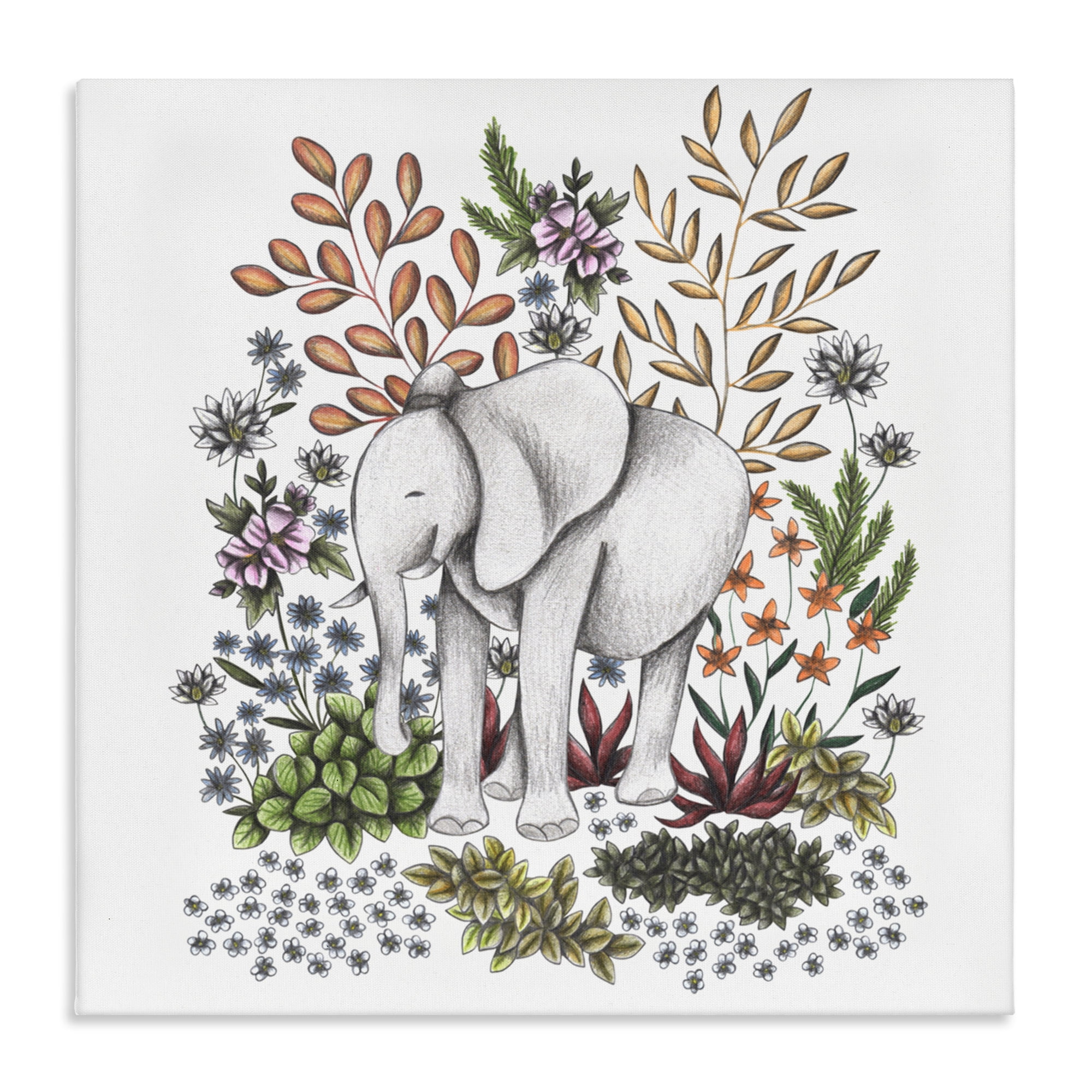 Jungle Wildlife Elephant Canvas Wall Art, design by Cecilia Battaini