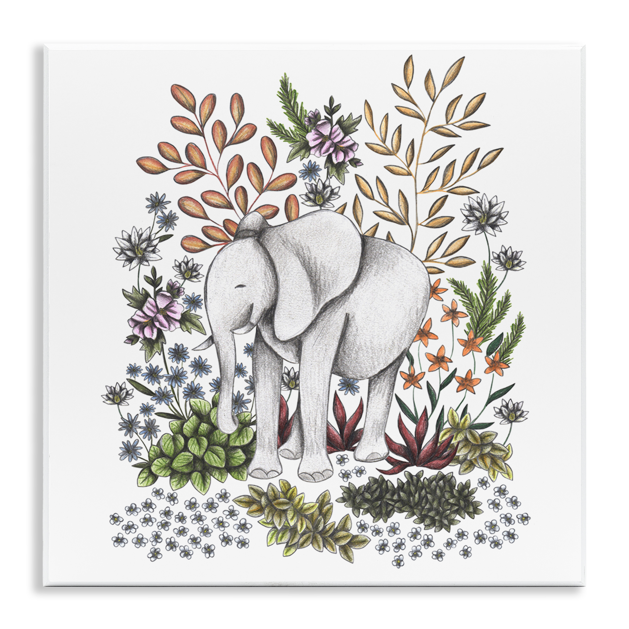 Jungle Wildlife Elephant Wall Plaque Art, design by Cecilia Battaini