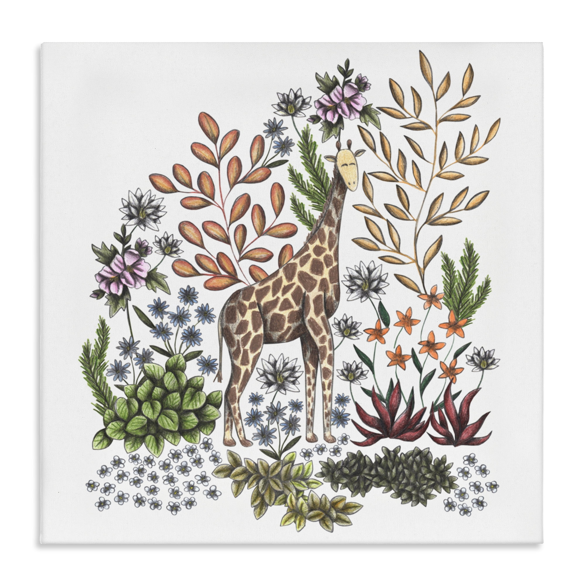 Jungle Wildlife Giraffe Canvas Wall Art, design by Cecilia Battaini