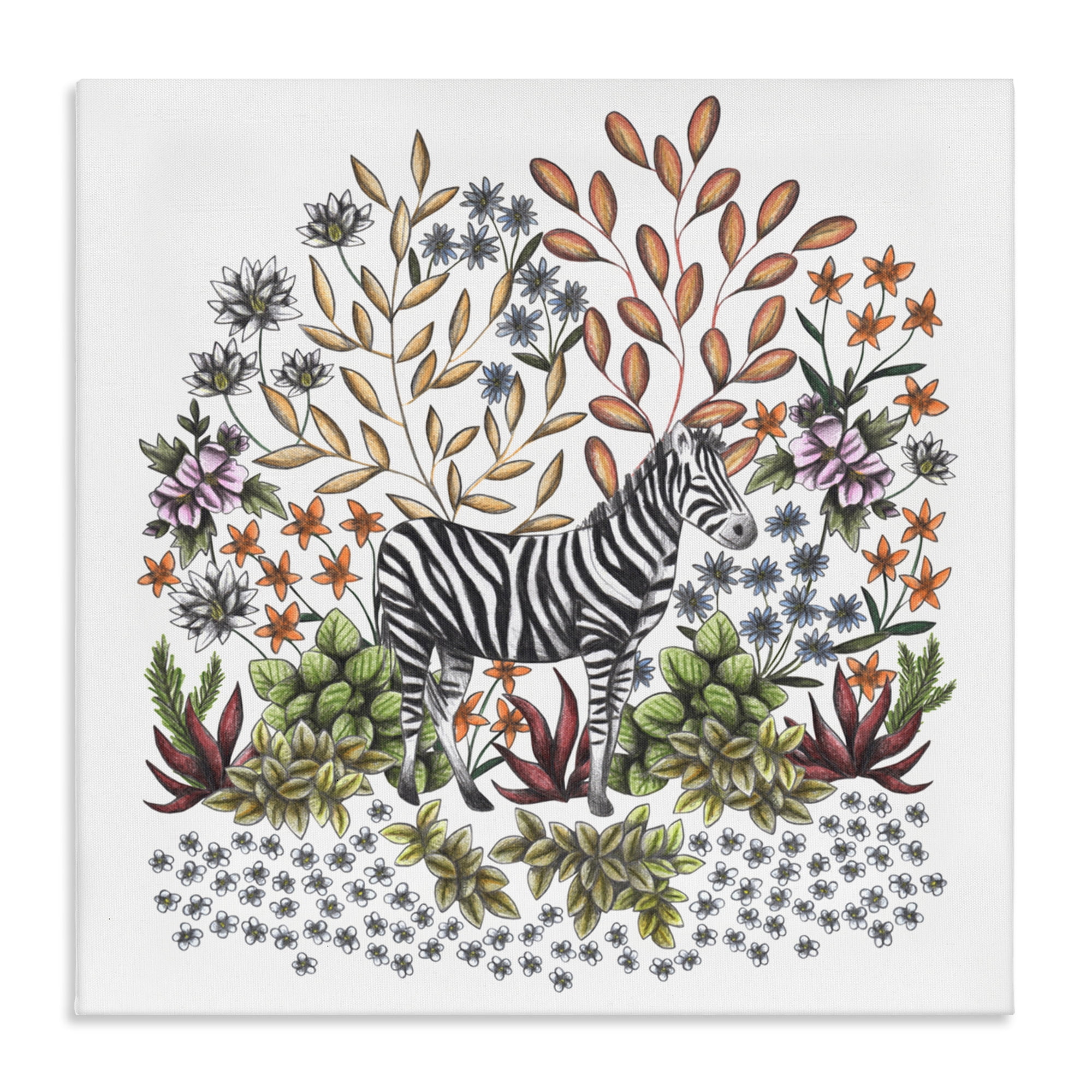 Jungle Wildlife Zebra Canvas Wall Art, design by Cecilia Battaini