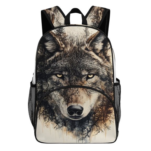 Jungle Wolf Mech Teenage Backpack Middle Students Bookbag Outdoor Daypack