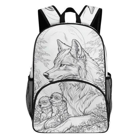 Jungle Wolf Mech Teenage Backpack Middle Students Bookbag Outdoor Daypack