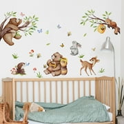 Jungle Woodland Animal Wall Decals,Bear Wall Stickers Toddlers,Removable Forest Safari Murals,Easy Peel and Stick Wall Art for Bedrooms,Nurseries,and Playrooms