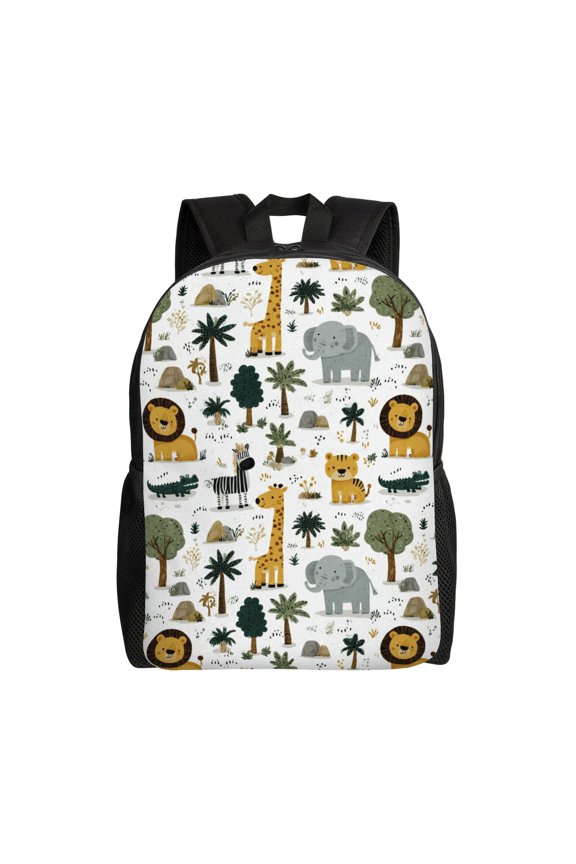 Jungle animals pattern Backpack with 15 Inch Laptop Compartment,Water-Resistant Daypack, Large Capacity Backpack with Adjustable Breathable Shoulder Straps for Daily Use Travel Gym