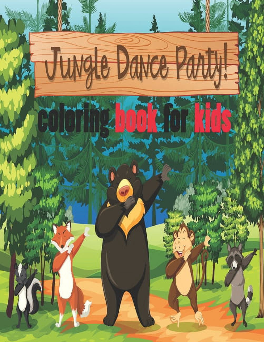 Jungle dance party coloring book for kids: A gift for young children aged 4-9, coloring book, fun, discovering the names of cute animals and getting to know them. (Paperback)