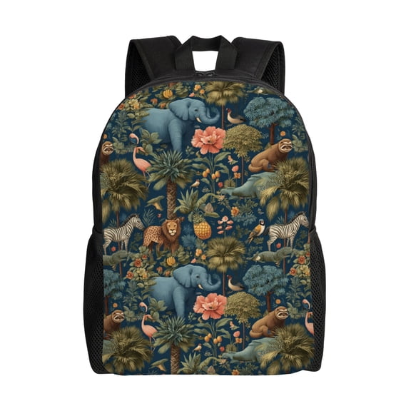 Jungle scene with animals Backpack with 15 Inch Laptop Compartment,Water-Resistant Daypack, Large Capacity Backpack with Adjustable Breathable Shoulder Straps for Daily Use Travel Gym
