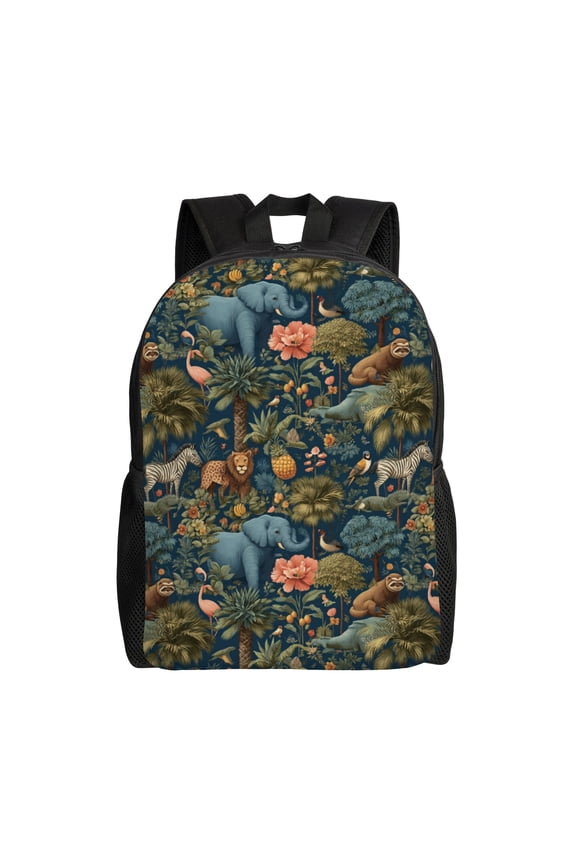 Jungle scene with animals Backpack with 15 Inch Laptop Compartment,Water-Resistant Daypack, Large Capacity Backpack with Adjustable Breathable Shoulder Straps for Daily Use Travel Gym
