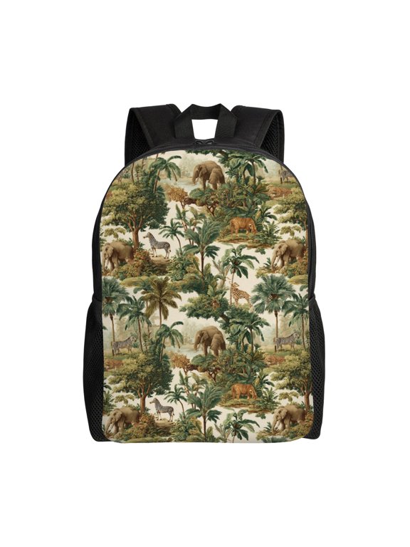 Jungle scene with animals Backpack with 15 Inch Laptop Compartment,Water-Resistant Daypack, Large Capacity Backpack with Adjustable Breathable Shoulder Straps for Daily Use Travel Gym