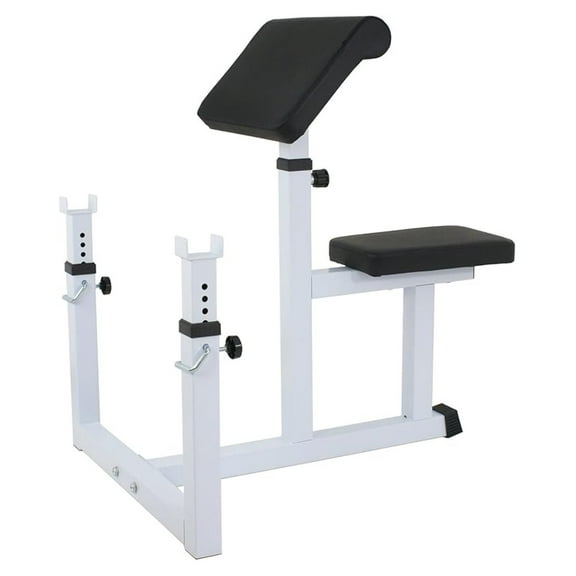 JungleA Adjustable Arm Preacher Machine w/Rack,Seated Arm Isolated Dumbbell Biceps Station for Home Gym Workout,Bicep Triceps Muscle Strength Training Weight , Lbs Capacity