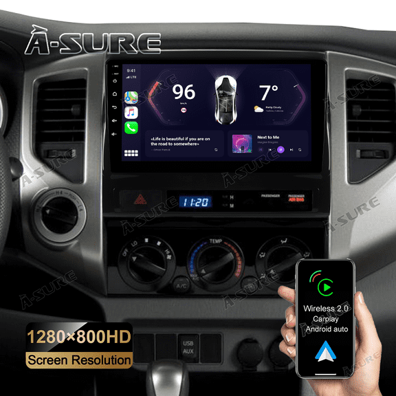 9" Android 14 Car Radio Stereo for Toyota Tacoma 2005-2013, 2+32GB Wireless CarPlay Android Auto GPS Navi Wi-Fi Bluetooth SWC DSP FM RDS USB