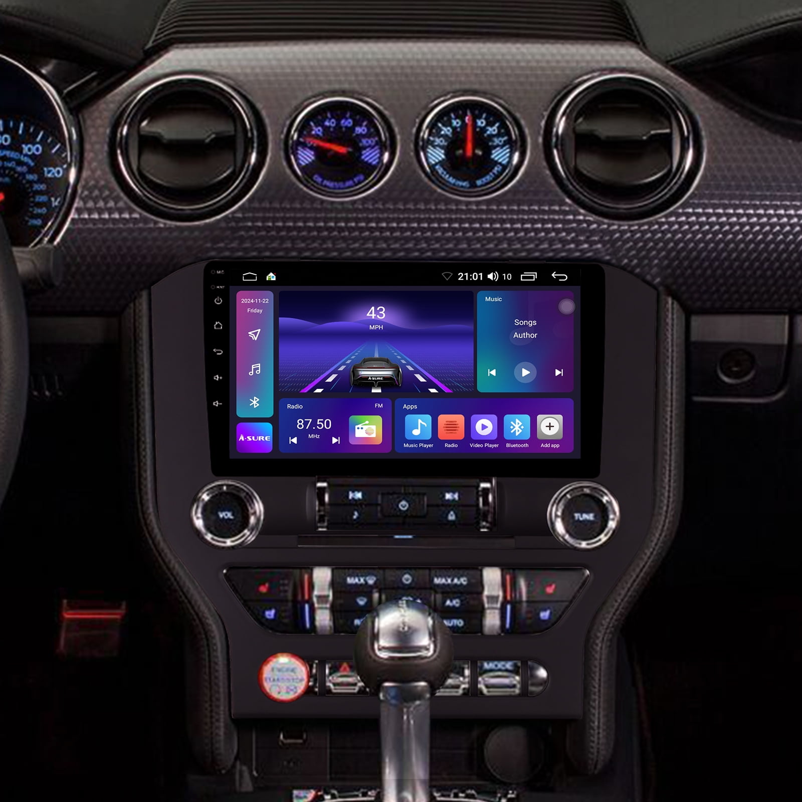 マスタング　2015〜2018 アンドロイドナビ 2+64GB Android 14 Car Radio Stereo for Ford Mustang 2015-2020, 9\" Wireless  CarPlay Android Auto GPS Navi WiFi Bluetooth SWC DSP FM RDS 1280x800