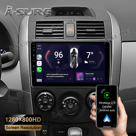 9" Android 14 Car Radio Stereo for Toyota Corolla 2006-2012, 2+32GB Wireless CarPlay Android Auto GPS Navi WiFi Bluetooth SWC DSP FM RDS