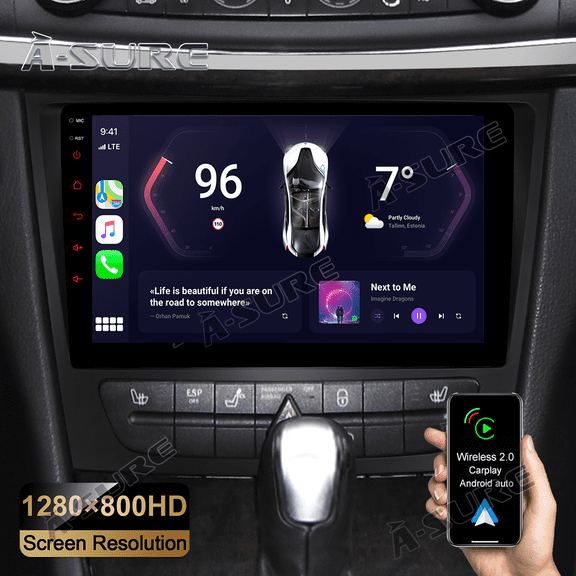 9" Android 14 Car Radio Stereo 2+32GB for Mercedes-Benz E-Class W211 2003-2009, Wireless CarPlay Android Auto GPS Navi Wi-Fi Bluetooth SWC DSP FM RDS USB
