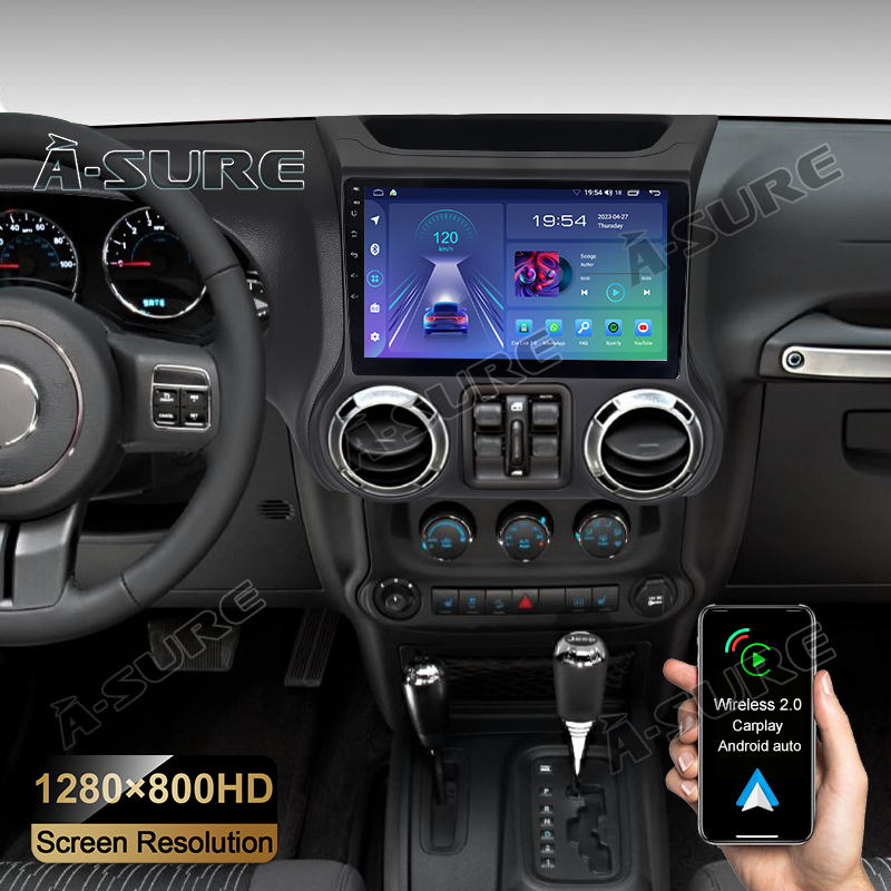 Android 13 Carplay Stereo GPS Navi Radio 10.1'' For Jeep Wrangler JK 2015-2017