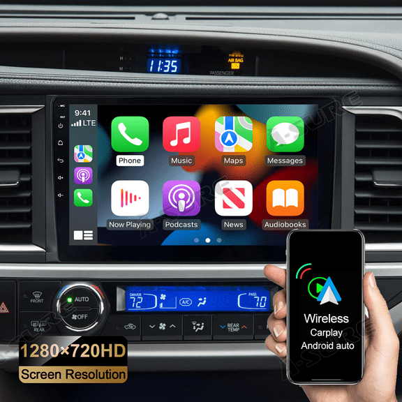 10.1" Android 14 Car Radio Stereo for Toyota Highlander 2014-2019, Wireless CarPlay Android Auto GPS Navi WiFi Bluetooth SWC DSP FM RDS JBL 2+32GB