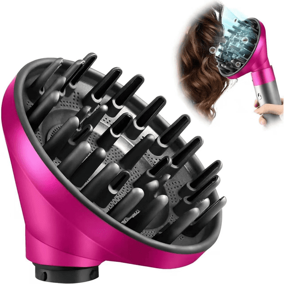 JuniShu Large Diffuser Attachment compatible with Dyson Airwrap Upgraded Bigger Diffuser Nozzle to Dryer Faster and Define Curls Hair,Rose