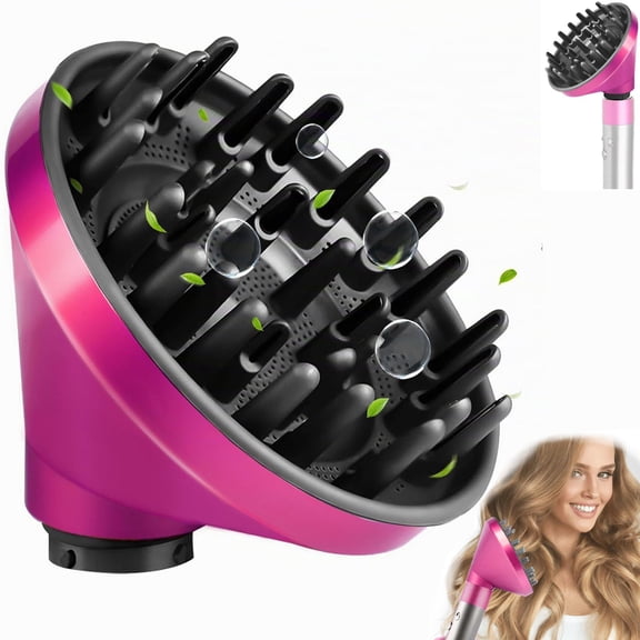 JuniShu Large Diffuser Attachment compatible with Dyson Airwrap Upgraded Bigger Diffuser Nozzle to Dryer Faster and Define Curls Hair,Rose
