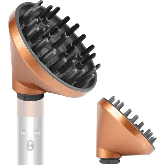 JuniShu Large Diffuser Attachment compatible with Dyson Airwrap Upgraded Bigger Diffuser Nozzle to Dryer Faster and Define Curls Hair,golden