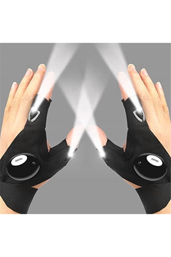 ThxToms LED Flashlight Gloves, Christmas Gifts for Him Men Husband, Cool Gadgets for Repairing Fishing Camping, 1 Pair Black