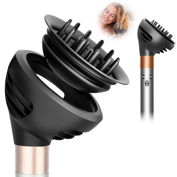JuniShu Wave Curl Diffuser Attachment compatible with Dyson Airwrap HS01 HS05 HS08 Upgraded Hair Diffuser Nozzle Dome and Diffuse Modes to Dryer Faster and Define Curls Hair,black